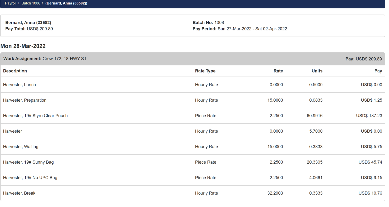 Payroll Batches Pago